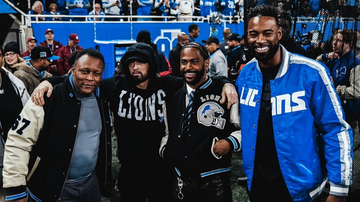 Eminem Spotted Cheering on Lions at Ford Field, Joins Sanders, Big Sean, and Johnson